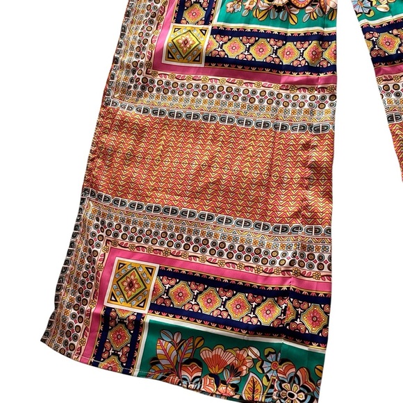 Fate NWT Boho Floral Scarf Print Wide-Leg Side Slit Palazzo Pants Women’s S - Picture 4 of 10